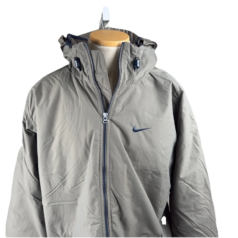 Vintage‎ 1990's Nike Men's Gray/Taupe Hooded Full Zip Windbreakers Jacket Size L - Picture 11 of 16